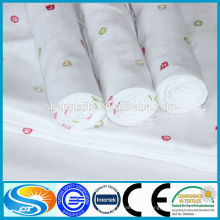 Umweltfreundliche Bio-Baumwolle bedruckt / weiß Musselin Gaze Stoff Tuch für Baby Musselin Swaddle Decke